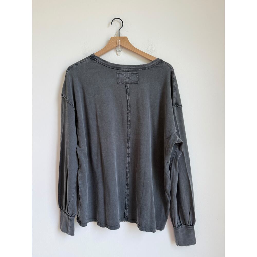 NEW Free People We The Free Fade Into You Long Sleeve Tee Shirt Oversized Black - Picture 4 of 5